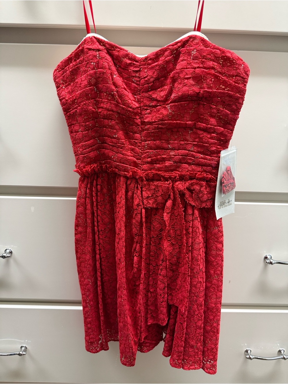 Jill Stuart Red Strapless Lace Party Dress